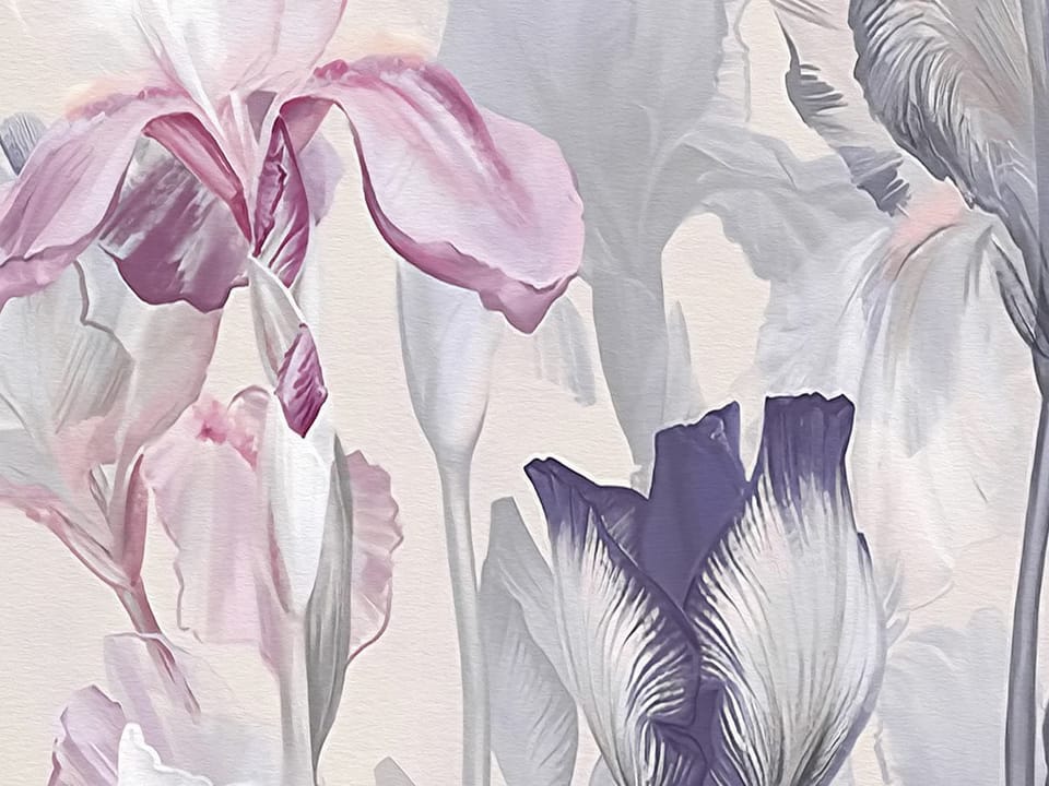 Fototapeta Kolorowe irysy na jasnym tle fragment #1