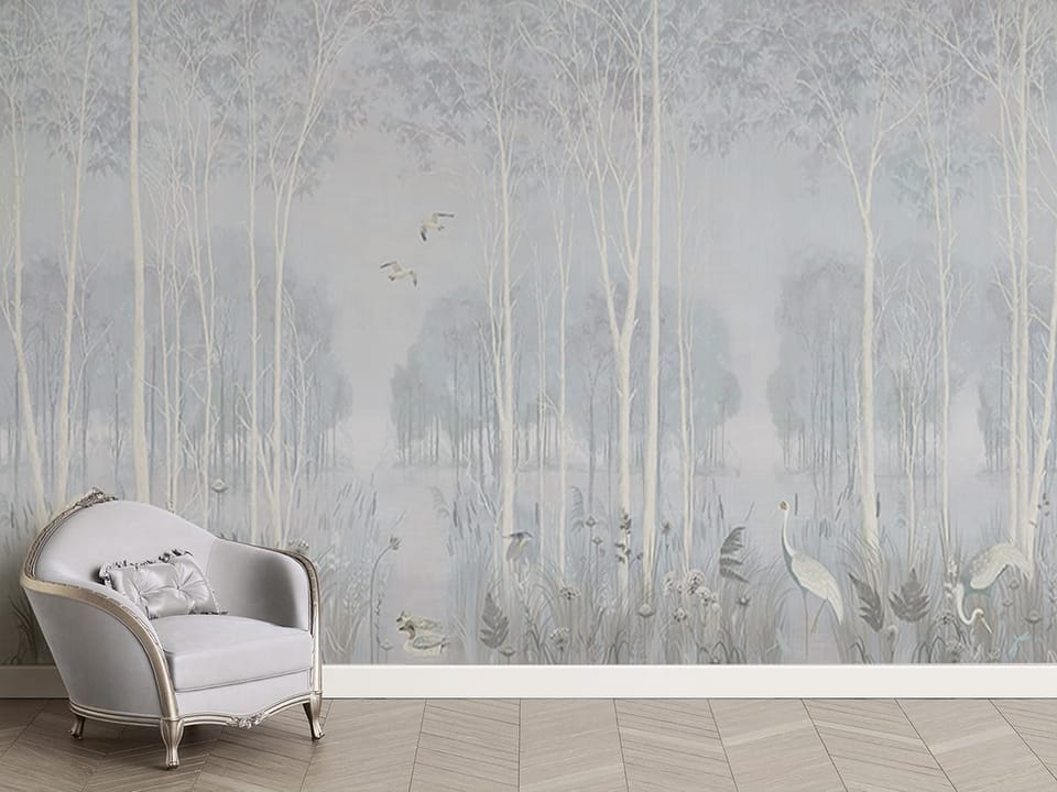 Fototapeta Las z wysokimi drzewami we wnętrzu przedpokoju