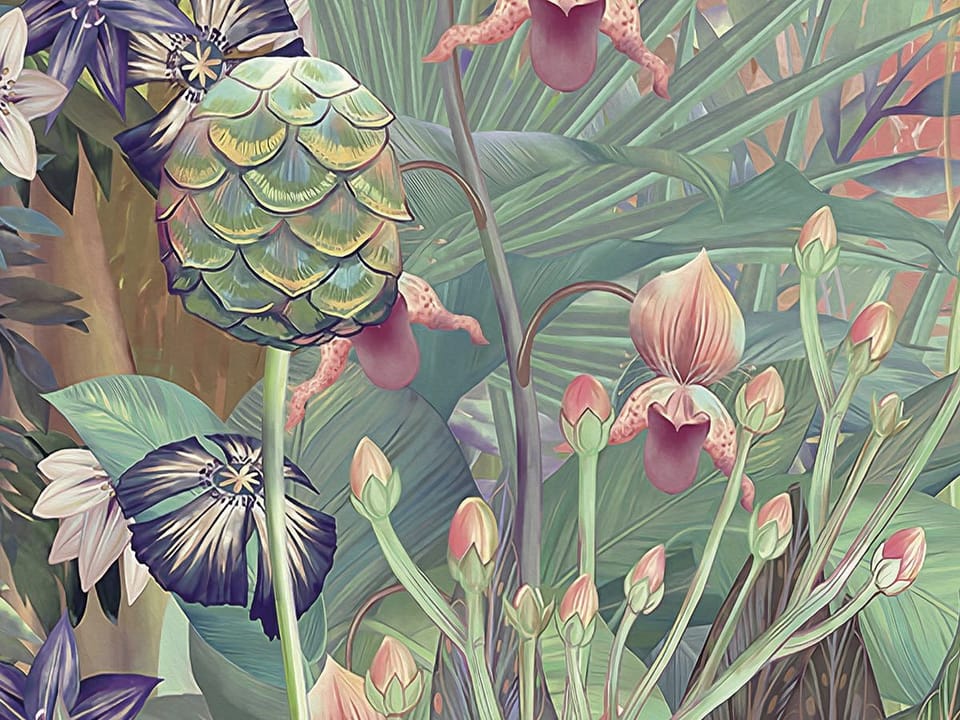 Fototapeta Tropikalna dżungla z drzewem fragment #1