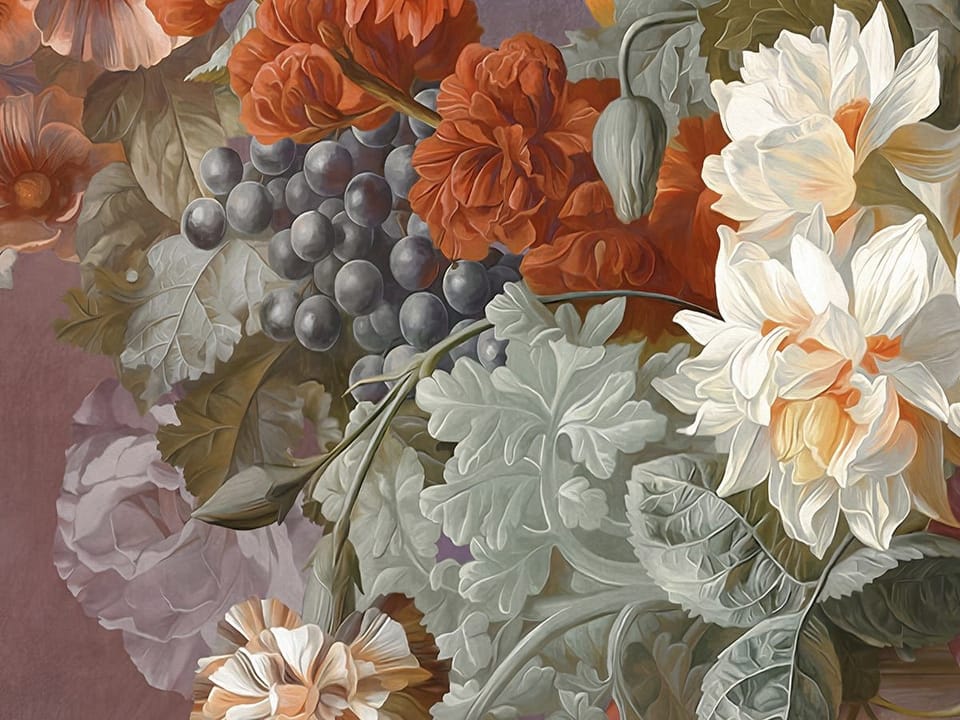 Fototapeta Bukiet Kwiatów w Ozdobnym Wazonie fragment #1