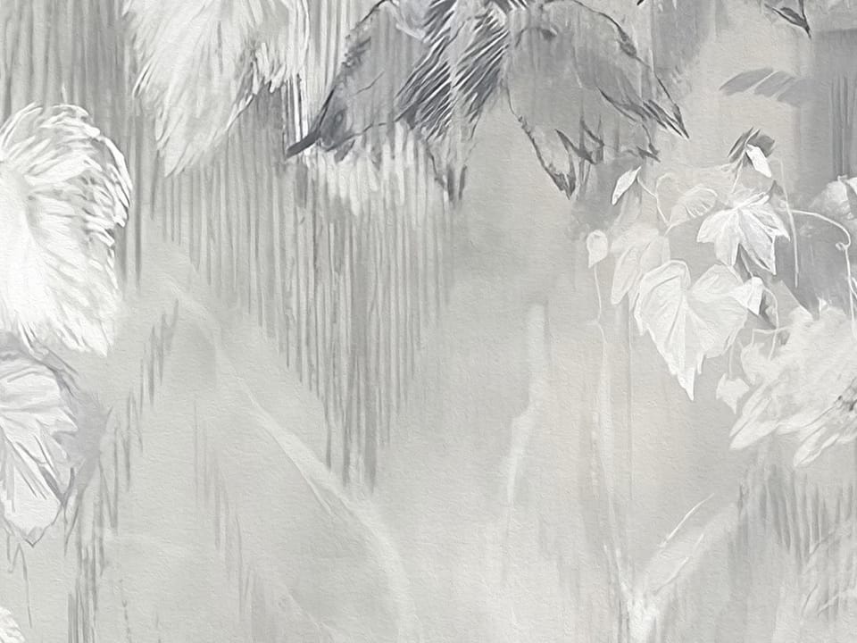 Fototapeta Gęste liście i pnącza w szarości fragment #2