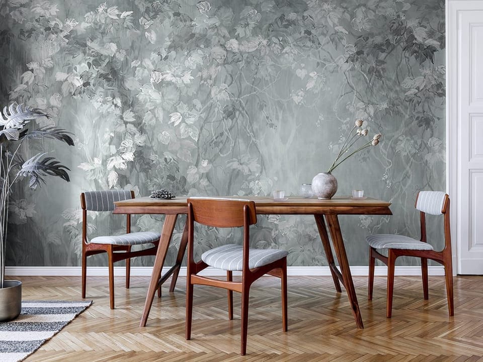 Fototapeta Liście i pnącza w delikatnym świetle we wnętrzu kuchni