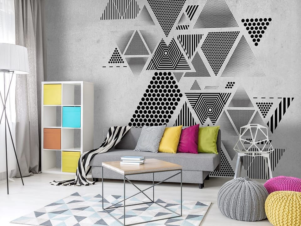 Fototapeta Geometryczne Trójkąty i Linie we wnętrzu salonu