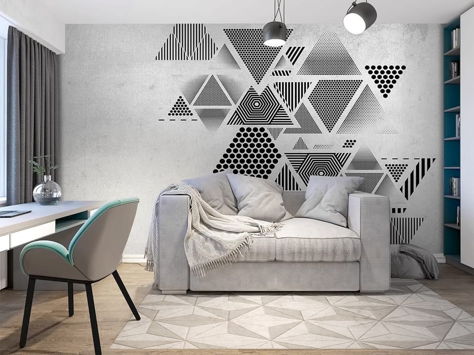 Fototapeta Geometryczne Trójkąty i Linie we wnętrzu pokoju nastolatka