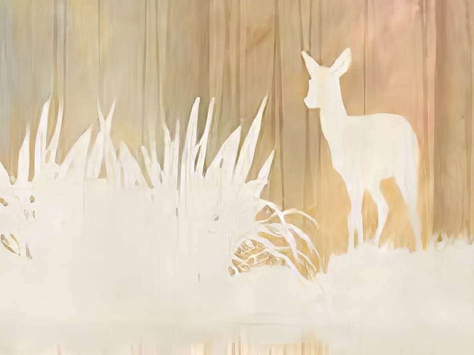 Fototapeta Sylwetki jeleni w lesie fragment #1