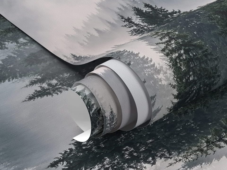 Fototapeta Mglisty las iglasty o poranku fragment #1