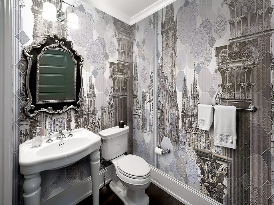 Fototapeta Miejskie kolumny i zabytki we wnętrzu łazienki