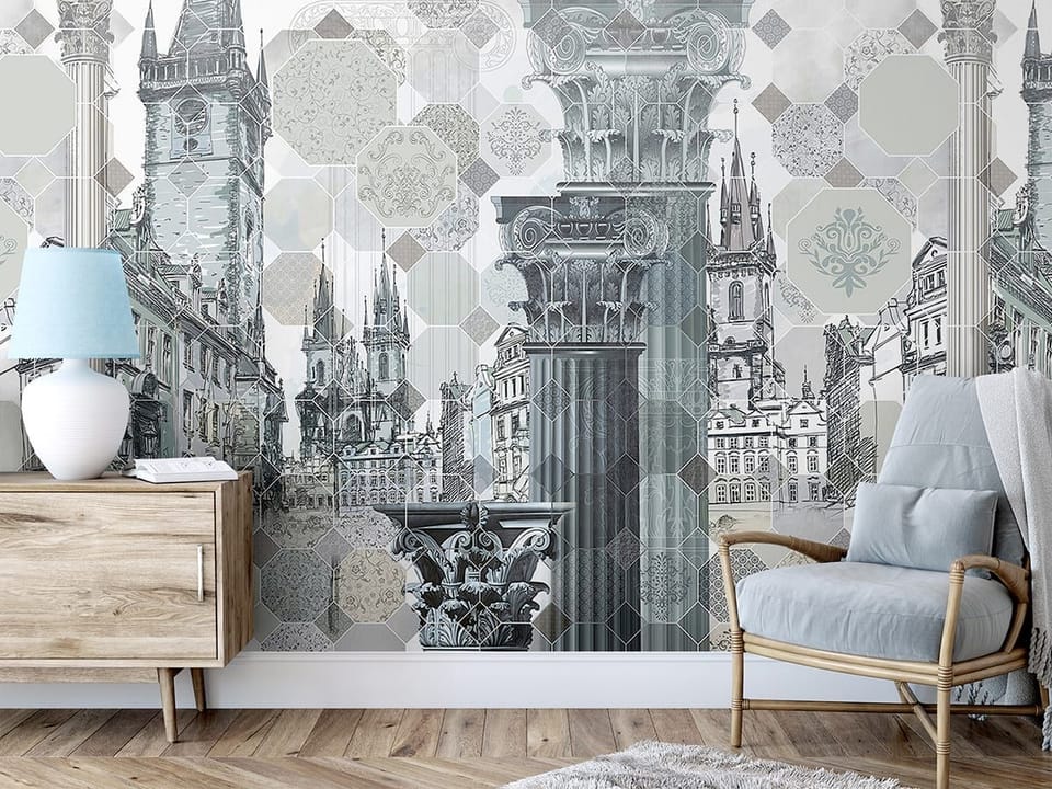 Fototapeta Kolumny i zabytki miejskie we wnętrzu przedpokoju