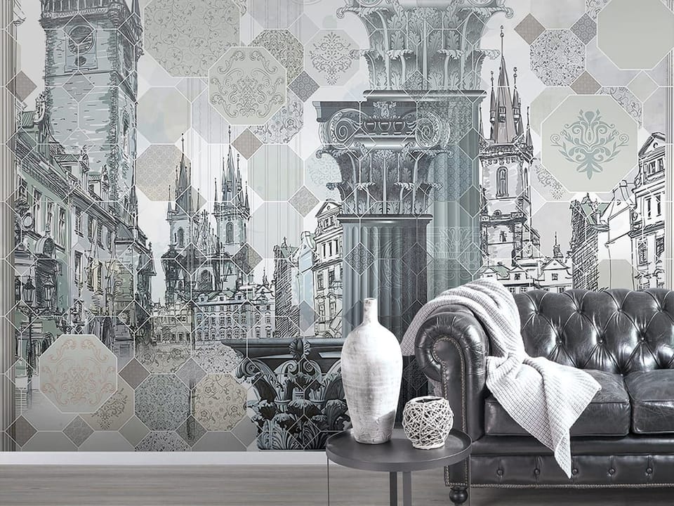 Fototapeta Kolumny i zabytki miejskie we wnętrzu salonu