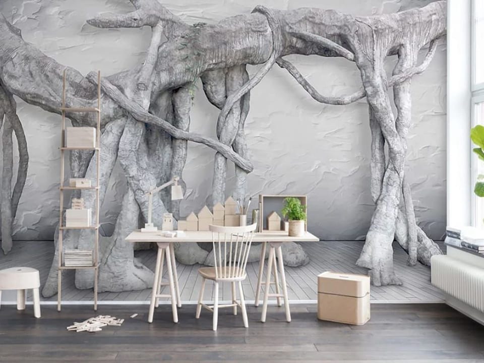 Fototapeta Splątane korzenie w 3D we wnętrzu biura