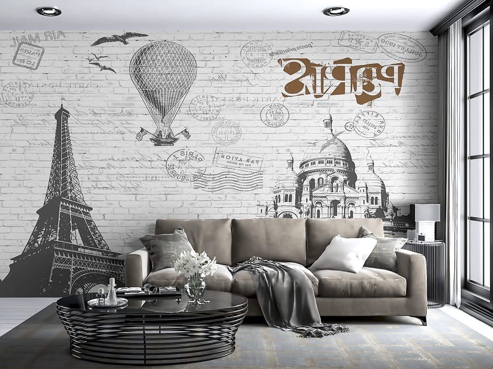 Fototapeta Paryska architektura z balonem we wnętrzu salonu