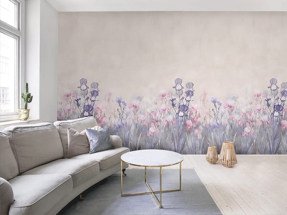 Fototapeta Pastelowe kwiaty polne we wnętrzu salonu