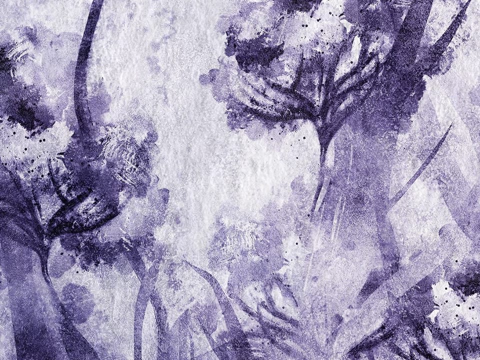 Fototapeta Fioletowe kwiaty na akwareli fragment #1