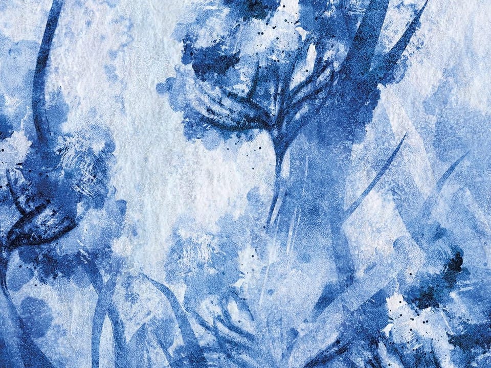 Fototapeta Niebieskie kwiaty na akwarelowym tle fragment #1