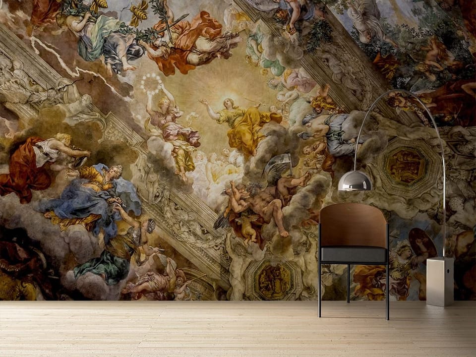 Fototapeta Barwna scena mitologiczna we wnętrzu przedpokoju