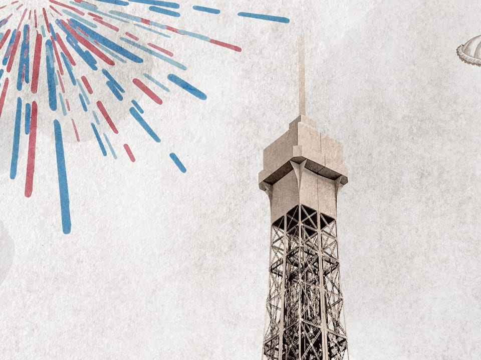 Fototapeta Surrealistyczny Paryż z Wieżą Eiffla fragment #2