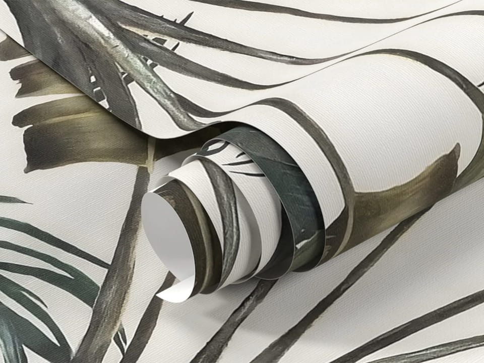 Fototapeta Tropikalne Liście na Jasnym Tle fragment #1