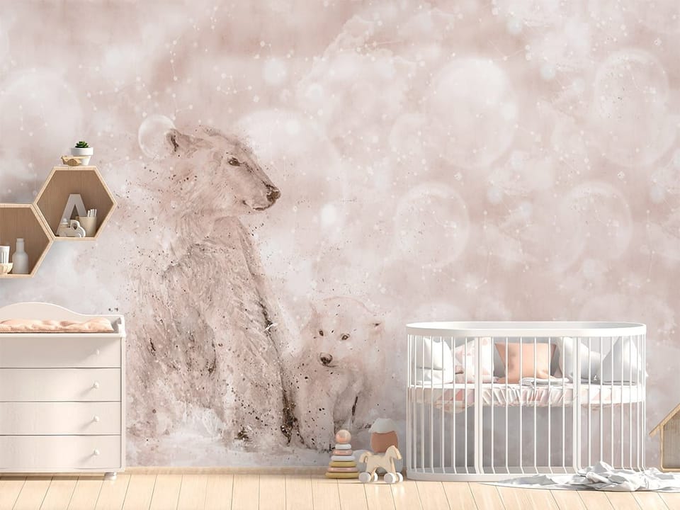 Fototapeta Niedźwiedzie polarne na śniegu we wnętrzu pokoju dziecka