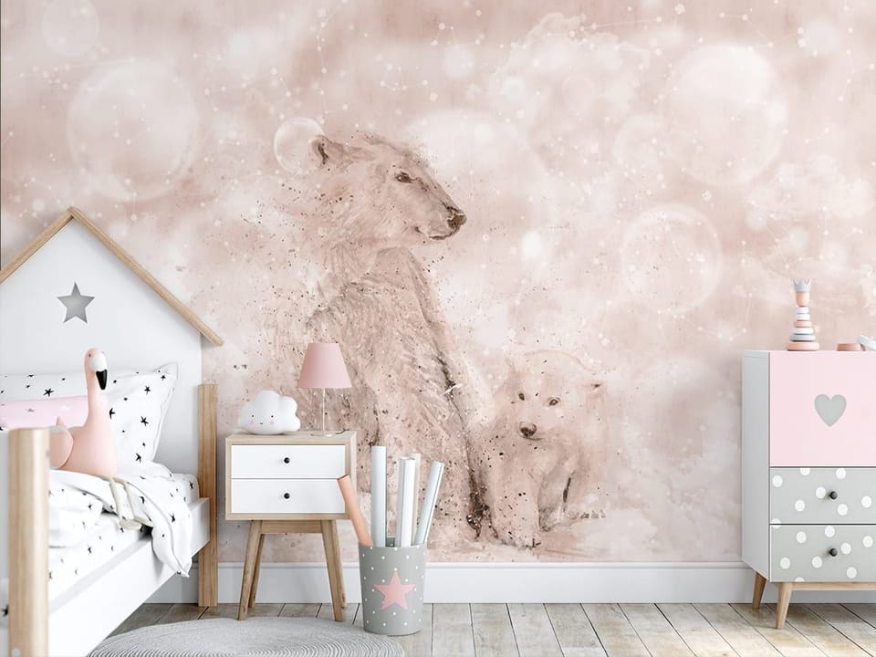 Fototapeta Niedźwiedzie polarne na śniegu we wnętrzu pokoju nastolatka