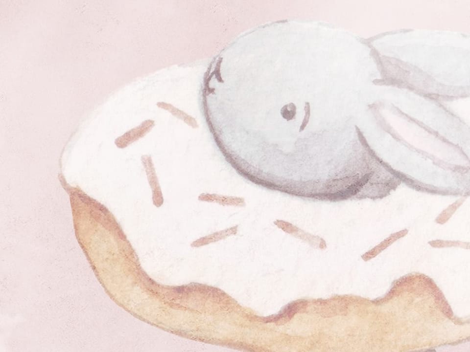 Fototapeta Królik na tle chmur z balonami fragment #1