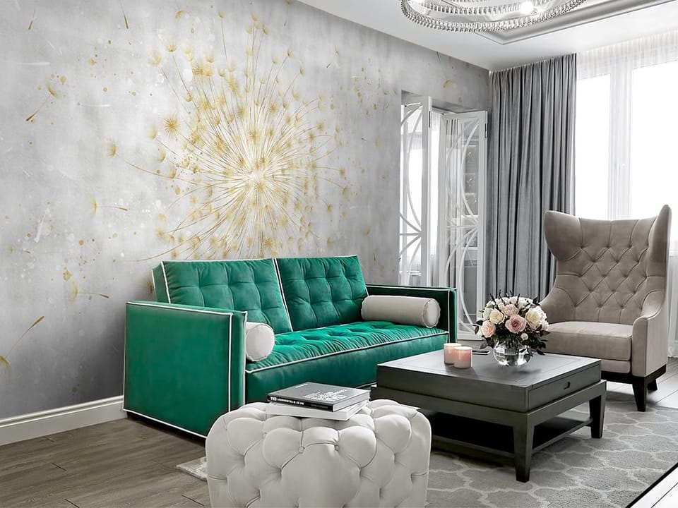 Fototapeta Dmuchawiec na jasnym tle we wnętrzu salonu