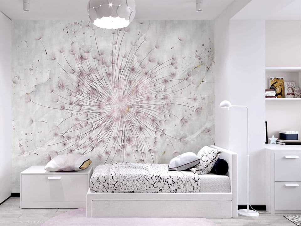 Fototapeta Dmuchawiec na tle marmuru we wnętrzu pokoju nastolatka