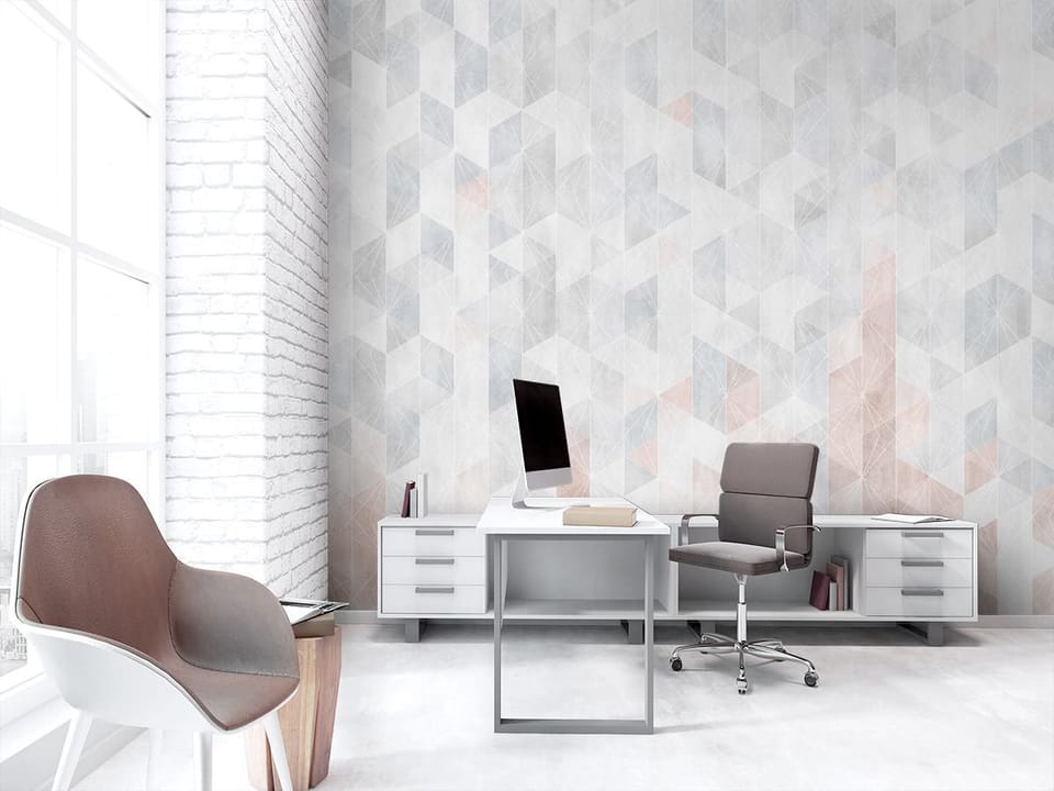 Fototapeta Geometryczny wzór z trójkątów we wnętrzu biura