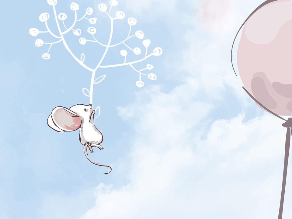 Fototapeta Zwierzęta z balonami na tle nieba fragment #1