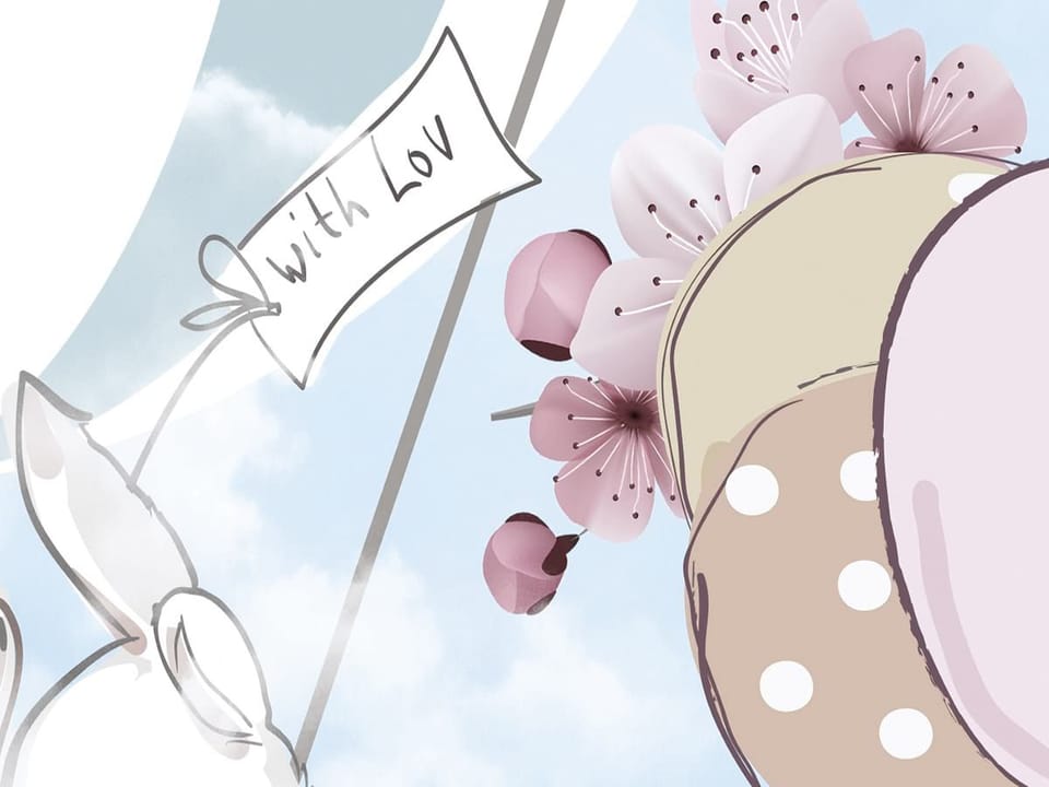 Fototapeta Zwierzęta z balonami na tle nieba fragment #2