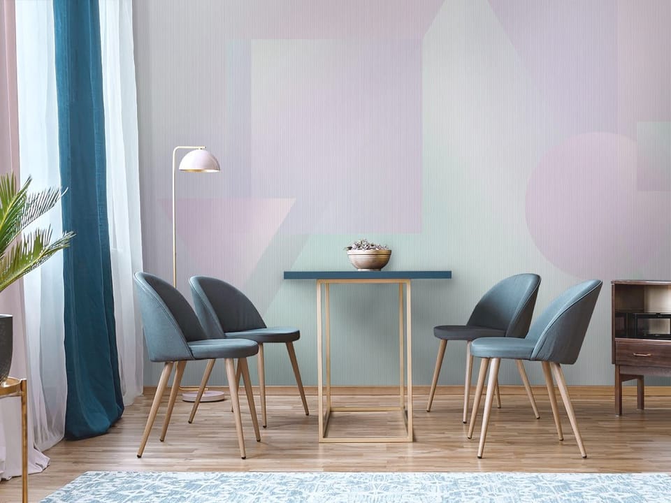 Fototapeta Geometryczne kształty na pastelowym tle we wnętrzu kuchni