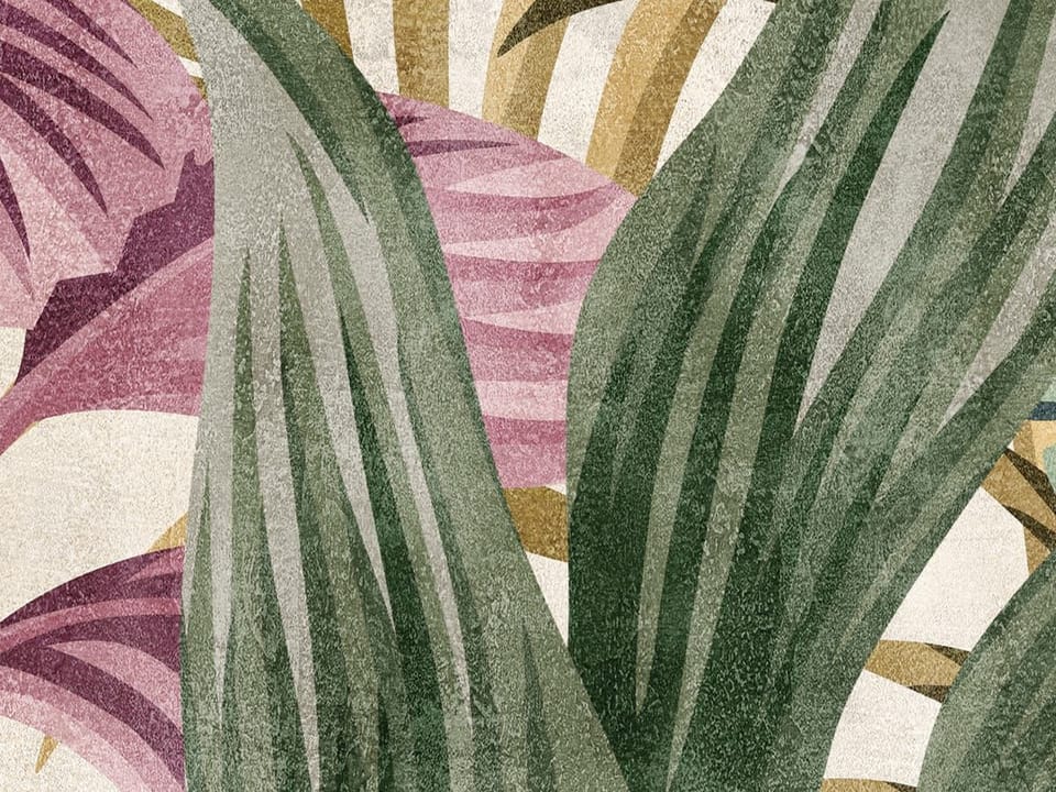 Fototapeta Tropikalne liście w kolorach natury fragment #1