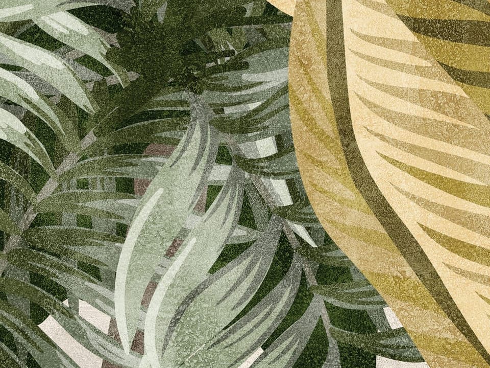 Fototapeta Tropikalne liście w kolorach natury fragment #2