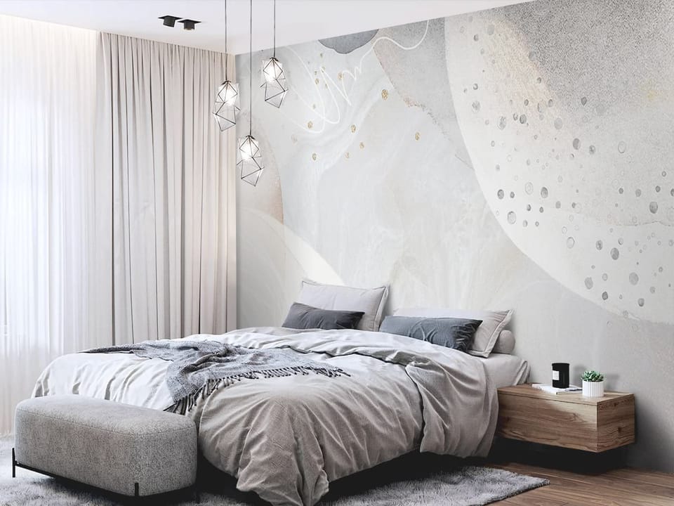 Fototapeta Abstrakcyjne kształty i wzory we wnętrzu sypialni