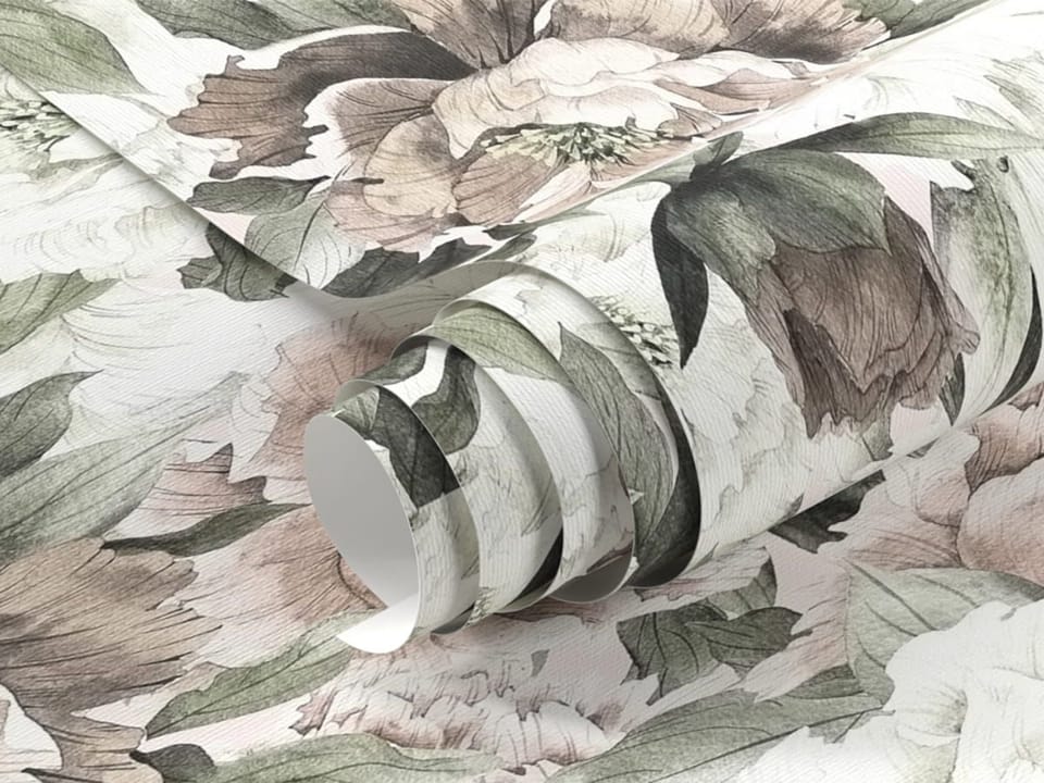 Fototapeta Kwiaty piwonii z liśćmi fragment #1