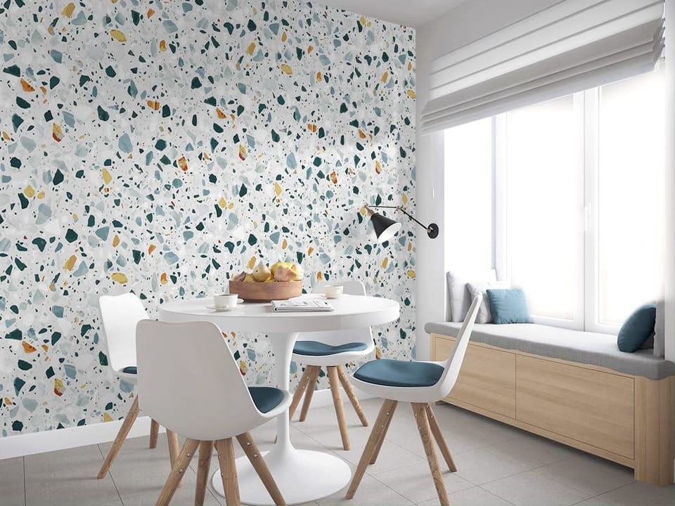 Fototapeta Kolorowe Lastryko na Jasnym Tle we wnętrzu kuchni