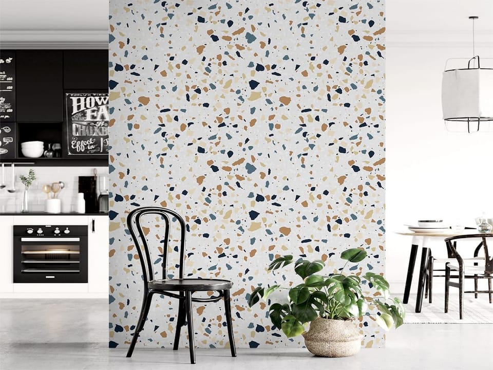 Fototapeta Kolorowe Lastryko na Jasnym Tle we wnętrzu kuchni