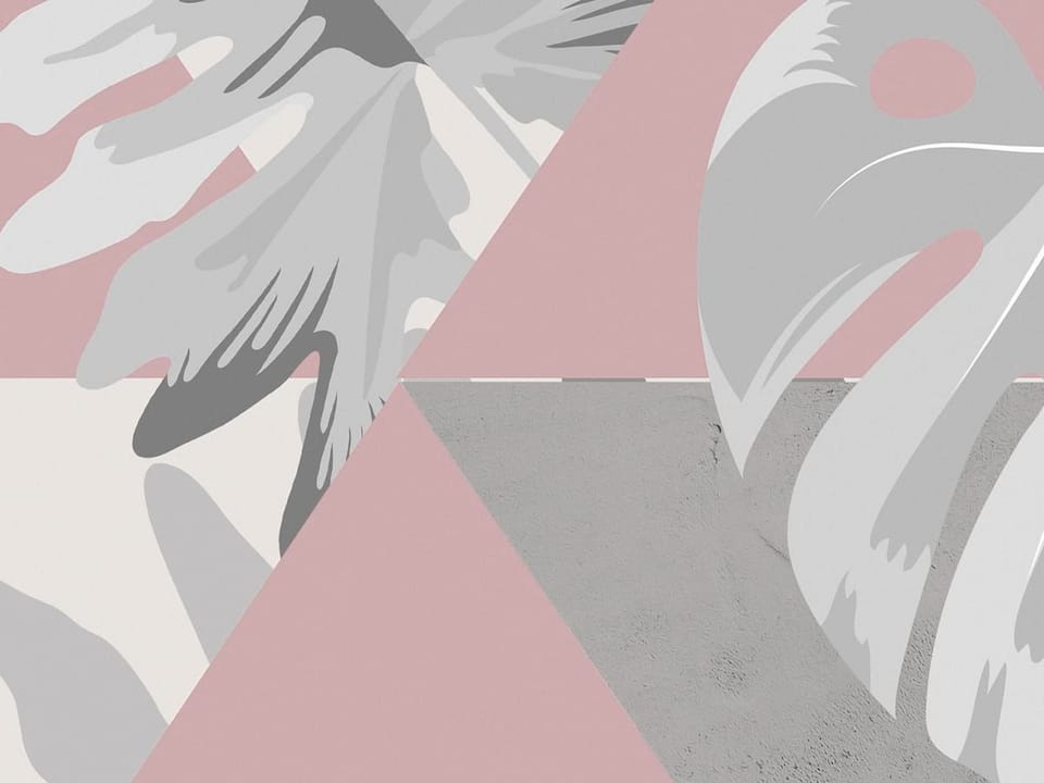 Fototapeta Geometryczne trójkąty z liśćmi fragment #1