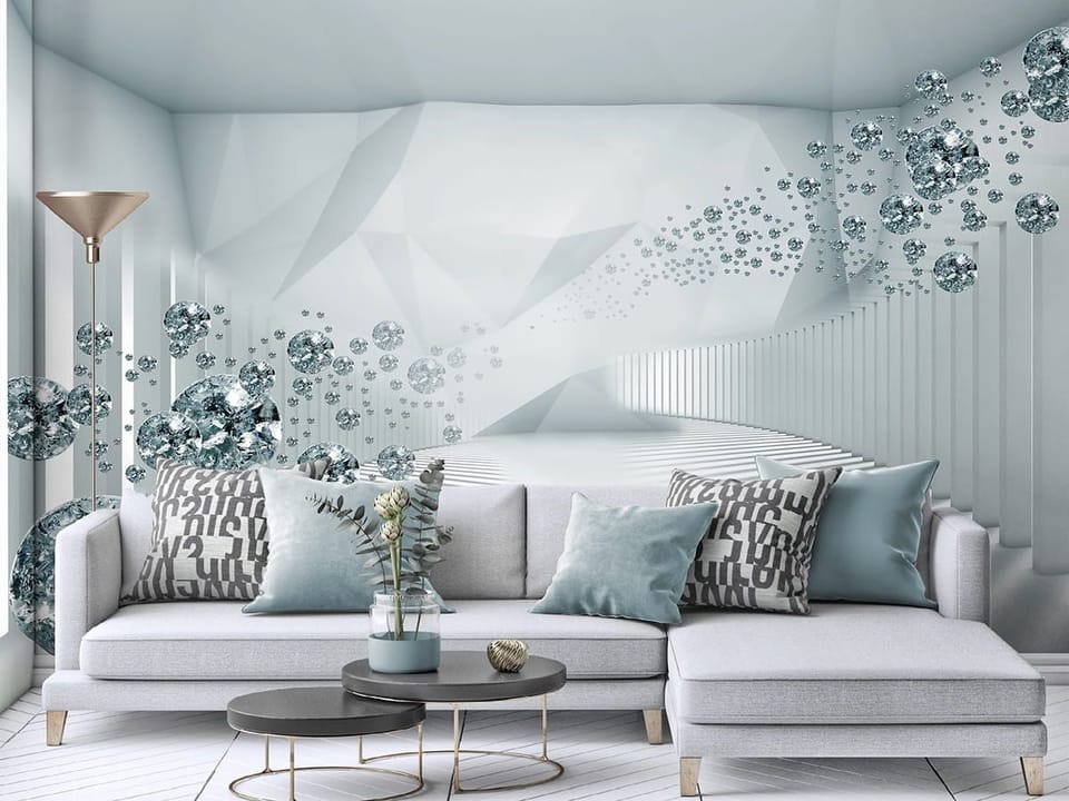 Fototapeta Diamentowe kule w tunelu 3D we wnętrzu salonu