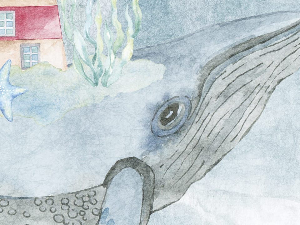 Fototapeta Wieloryby w Oceanie z Latarnią fragment #1