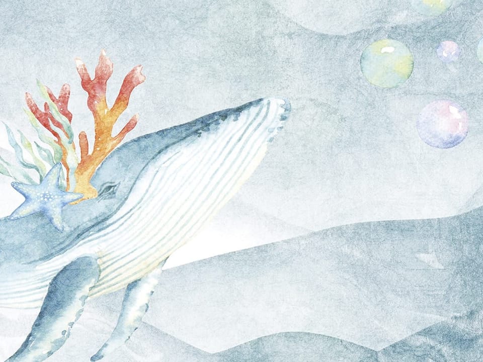 Fototapeta Wieloryby w Oceanie z Latarnią fragment #2