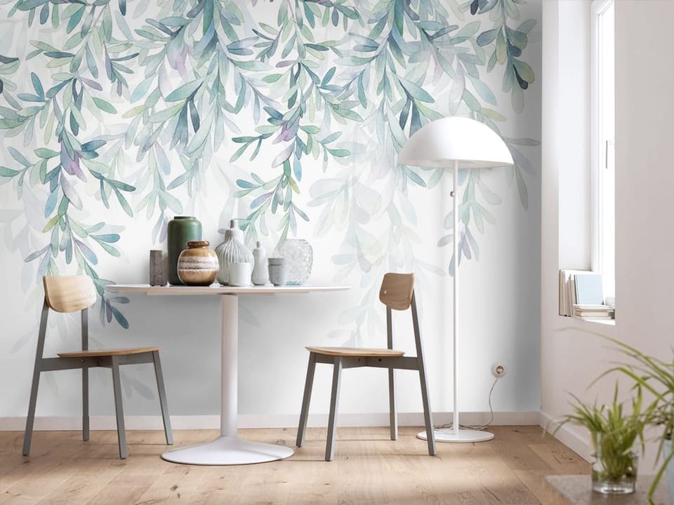 Fototapeta Wiszące gałęzie z liśćmi we wnętrzu kuchni