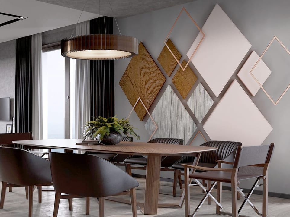 Fototapeta Geometryczne kształty na szaro we wnętrzu kuchni