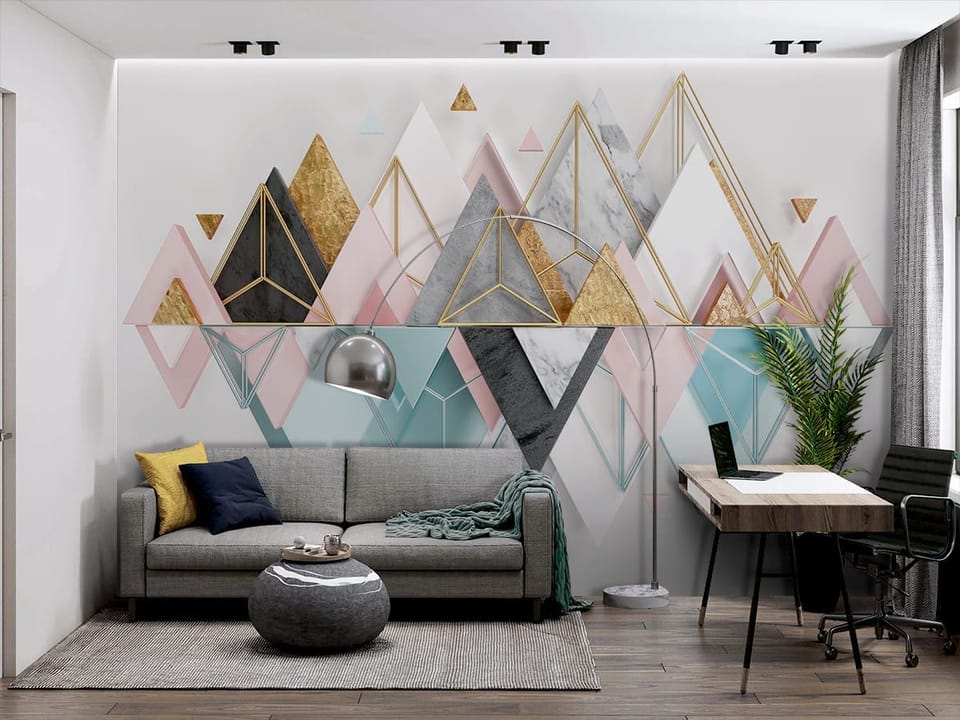 Fototapeta Geometryczne Góry z Marmurem we wnętrzu biura