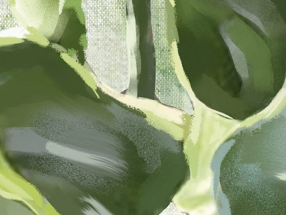 Fototapeta Zielone liście na jasnym tle fragment #1