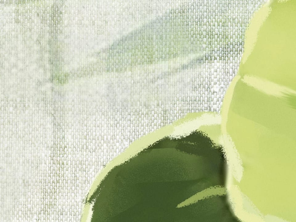 Fototapeta Zielone liście na jasnym tle fragment #2