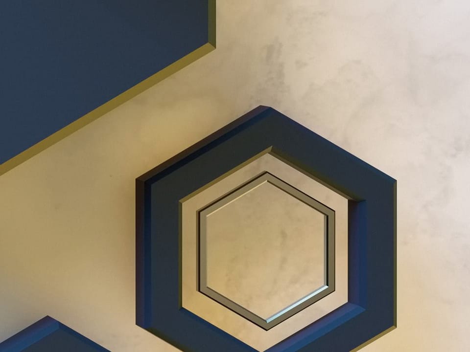 Fototapeta Ciemne sześciokąty na marmurze fragment #2