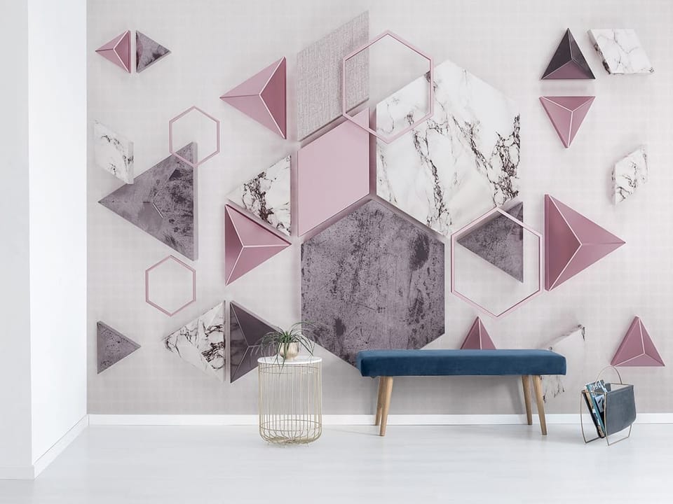 Fototapeta Geometryczne kształty na jasnym tle we wnętrzu przedpokoju