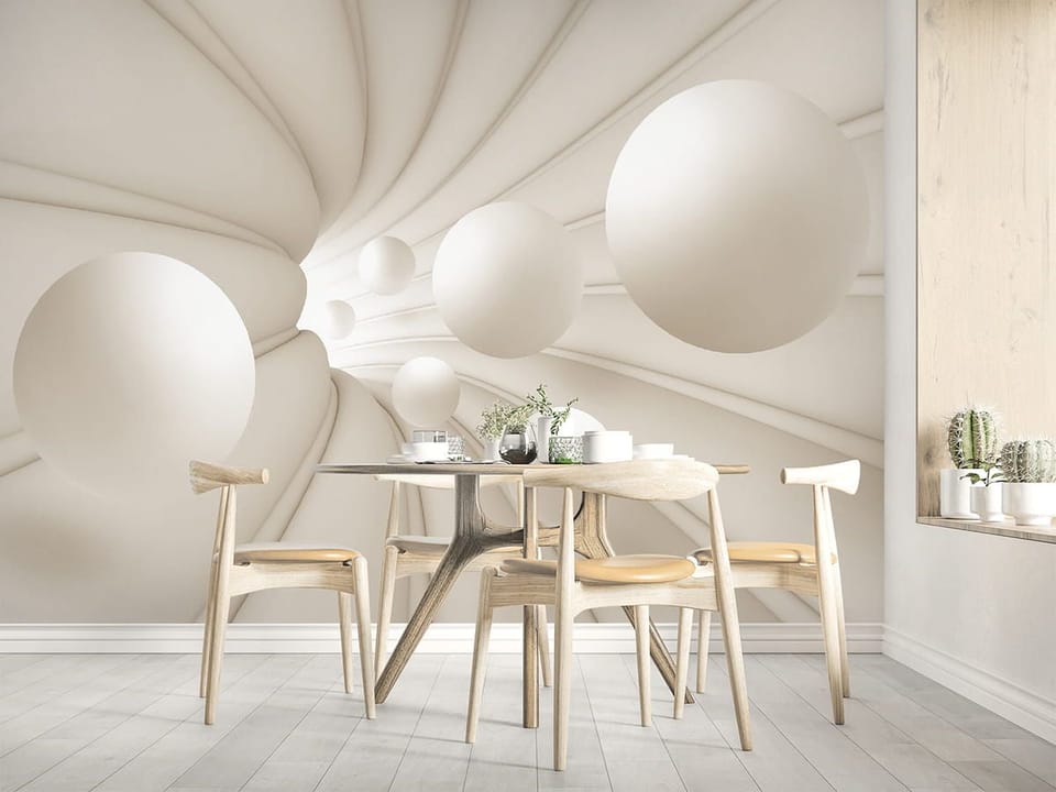 Fototapeta Białe kule w spiralnym tunelu we wnętrzu kuchni