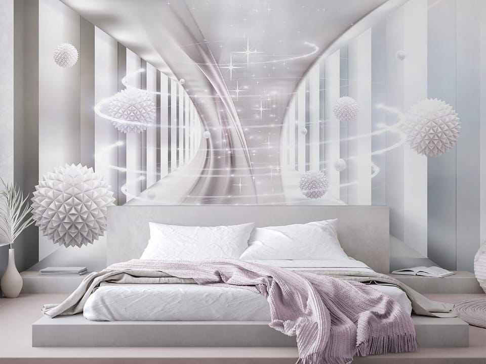Fototapeta Biały futurystyczny korytarz we wnętrzu sypialni