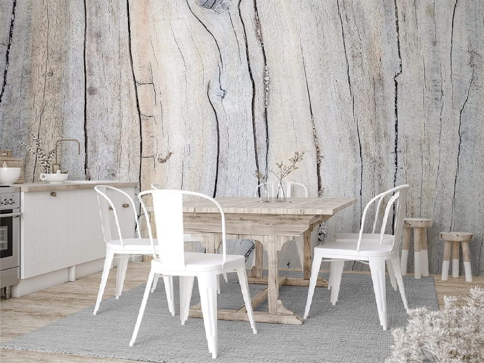 Fototapeta Zbliżenie Desek z Fakturą Drewna we wnętrzu kuchni